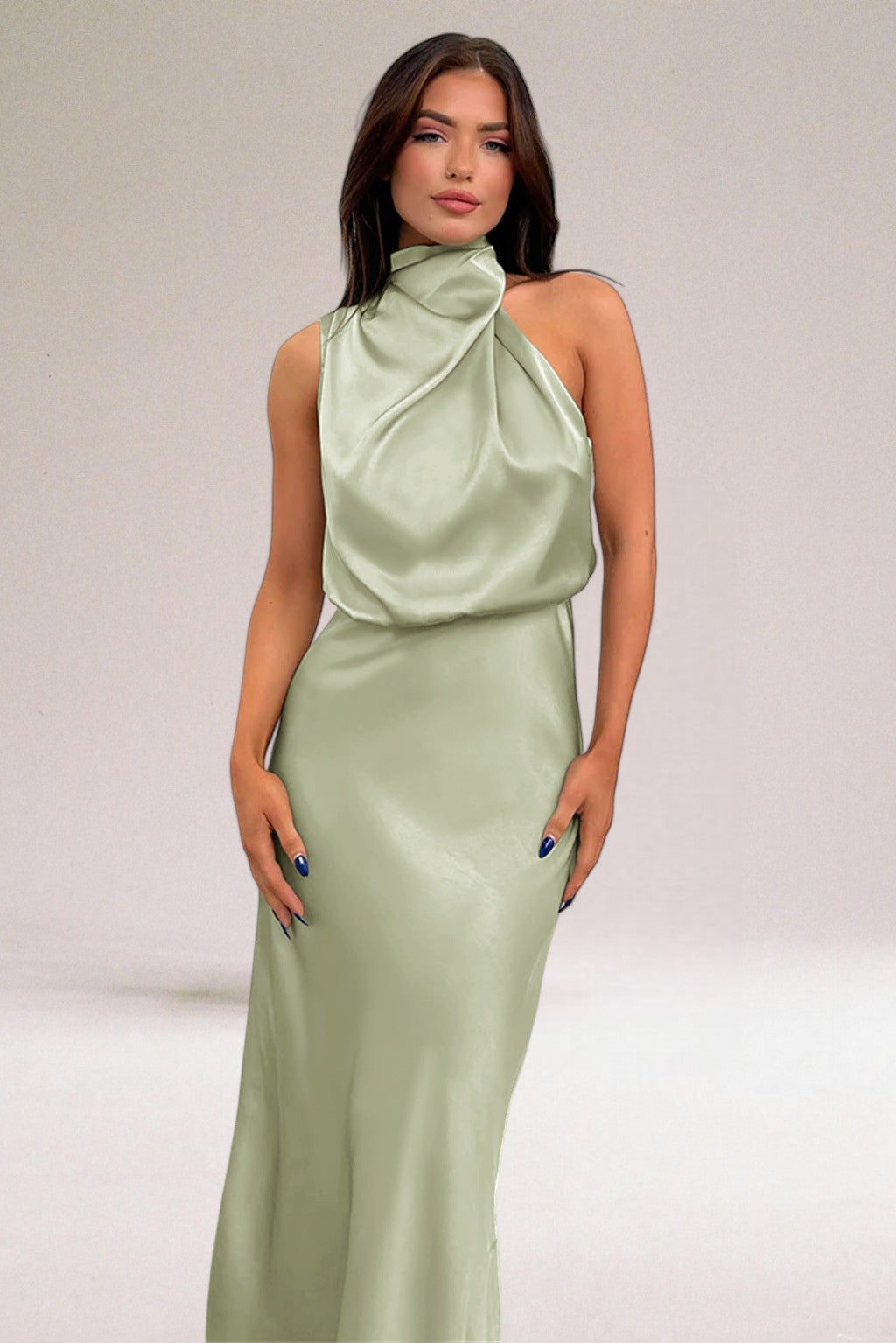 ✨Lennora™ | Satin Kjole med Halterneck