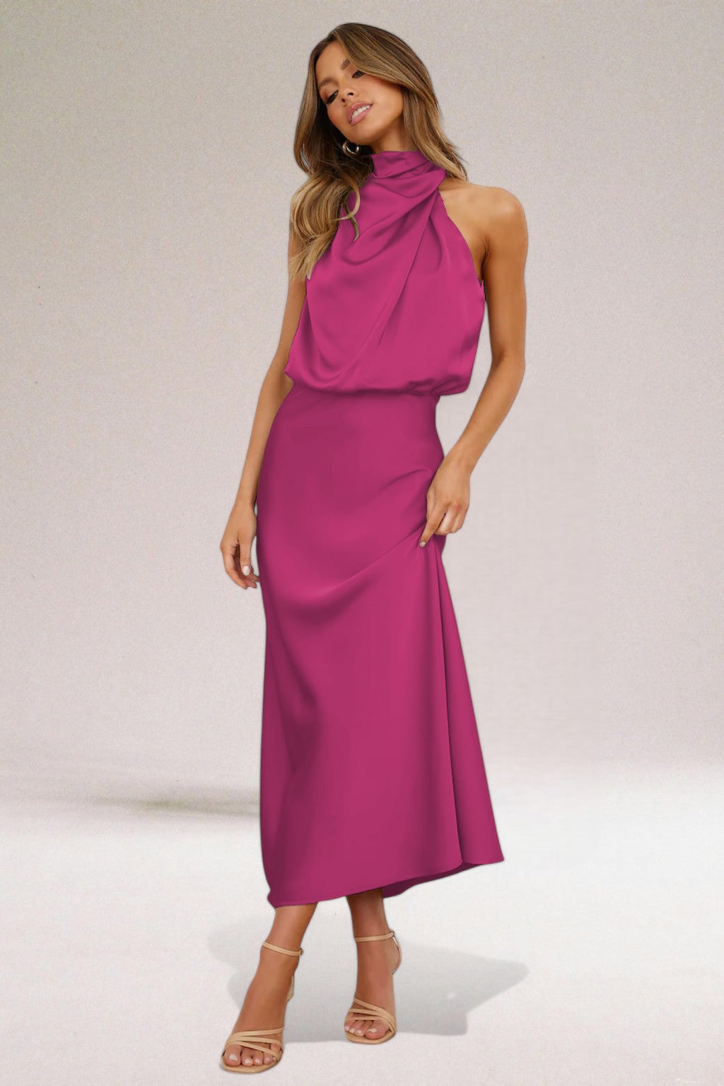 ✨Lennora™ | Satin Kjole med Halterneck