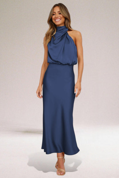 ✨Lennora™ | Satin Kjole med Halterneck